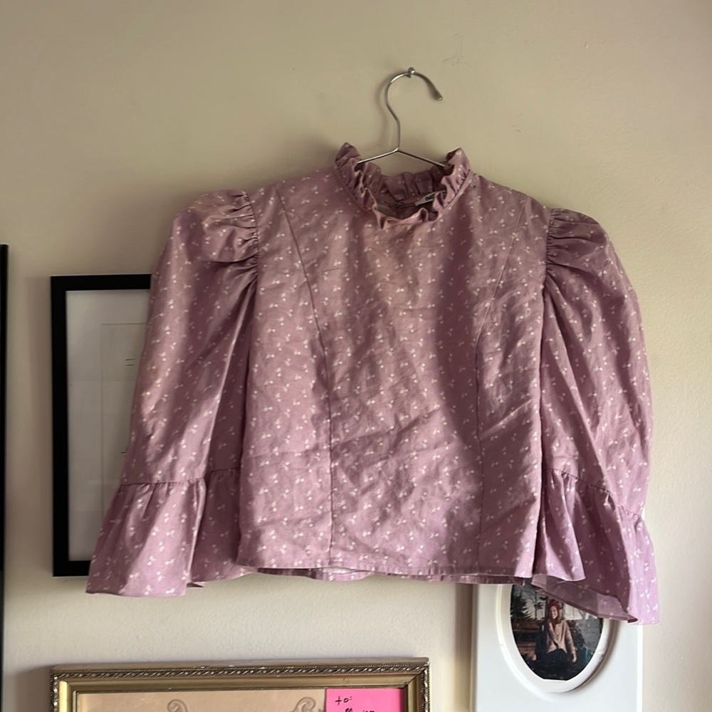 Batsheva Crop Floral Cropped Blouse